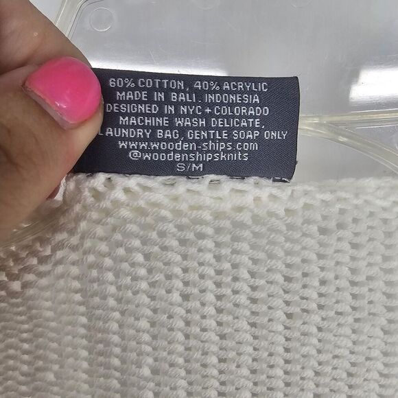 Wooden Ships Breaker Mini Stars V-Neck Cotton Sweater Women's Size S/M - Picture 5 of 6